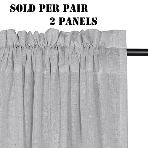 Linen Curtains Elegant Natural Linen Blended Curtains Energy Efficient Light Filtering / Rod Pocket Window Treatments Panels / Drapes for Livingroom (Set of 2, Ivory, 52 inch W X 96 inch L)