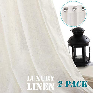 Linen Privacy Light Filtering Grommet Sheer Curtains