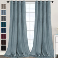 Luxury Velvet Curtains for Living Room 84 Inches Room Darkening Super Thick Soft Velvet Textured Window Curtain Drapes Thermal Insulated Grommet Decoration 2 Panels, Each 52 X 84 Inch, Stone Blue