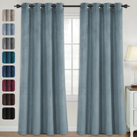 Luxury Velvet Curtains for Living Room 84 Inches Room Darkening Super Thick Soft Velvet Textured Window Curtain Drapes Thermal Insulated Grommet Decoration 2 Panels, Each 52 X 84 Inch, Stone Blue