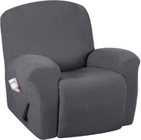 Super Stretch Recliner Cover Recliner Couch Covers Recliner Chair Cover Form Fitted Non Slip Reclining Slipcovers for Standard Large Recliner, Soft Thick (Grey - 1 Pack)