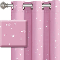 Blackout Star Curtains for Kids Room Boys Girls Twinkle Silver Stars Full Light Blocking Cute Thick Soft Curtain Drapes, Grommet Top, 2 Panels, 52" W X 84" L, Navy