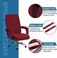 Home Office Chair Covers Stretchable Computer Desk Chair Covers Mid - High Back Universal Executive Boss Chair Covers Gaming Chair Covers Non Slip Thick Jacquard, Burgundy Red - Medium