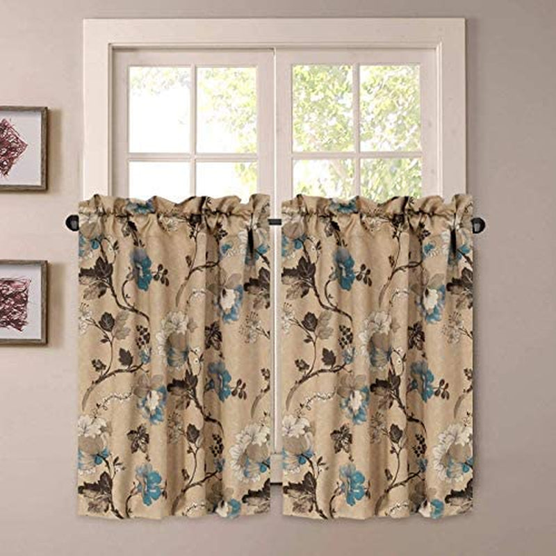 Blackout Kitchen Curtains Energy Saving Ultra Soft Kitchen Half Window Curtains, Rod Pocket Window Curtain Tiers for Café, Laundry, Bedroom, Sold 2 Panels (Each 29" X 45", Taupe/Brown)