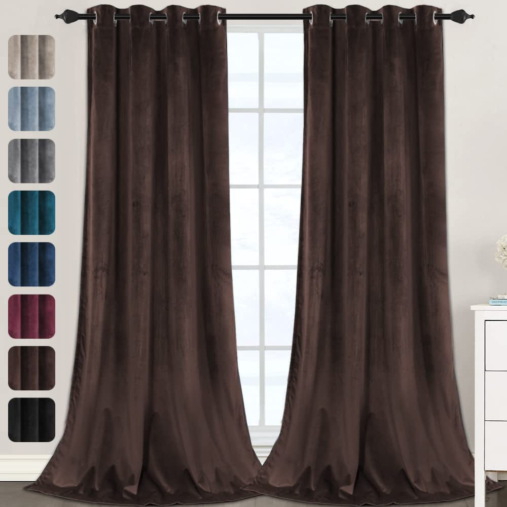 Luxury Velvet Curtains for Living Room 84 Inches Room Darkening Super Thick Soft Velvet Textured Window Curtain Drapes Thermal Insulated Grommet Decoration 2 Panels, Each 52 X 84 Inch, Stone Blue