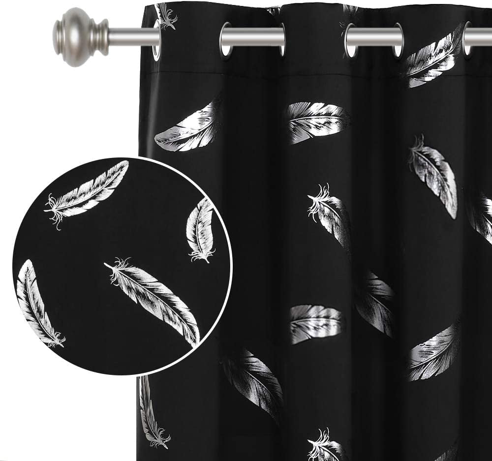 Blackout Star Curtains for Kids Room Boys Girls Twinkle Silver Stars Full Light Blocking Cute Thick Soft Curtain Drapes, Grommet Top, 2 Panels, 52" W X 84" L, Navy