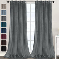 Luxury Velvet Curtains for Living Room 84 Inches Room Darkening Super Thick Soft Velvet Textured Window Curtain Drapes Thermal Insulated Grommet Decoration 2 Panels, Each 52 X 84 Inch, Stone Blue