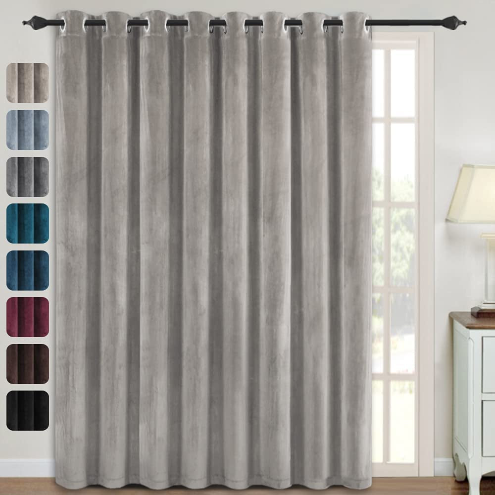 Luxury Velvet Curtains for Living Room 84 Inches Room Darkening Super Thick Soft Velvet Textured Window Curtain Drapes Thermal Insulated Grommet Decoration 2 Panels, Each 52 X 84 Inch, Stone Blue