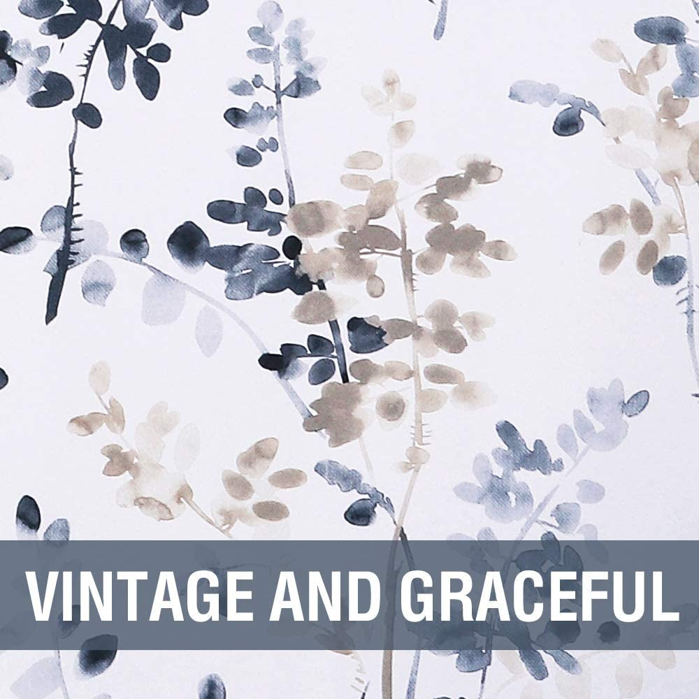 Blackout Curtains for Living Room Darkening Thermal Insulated Panels 84 Inch Long Light Blocking Grommet Curtains/Drapes, Bluestone and Taupe Vintage Classical Floral Printing, 2 Panels