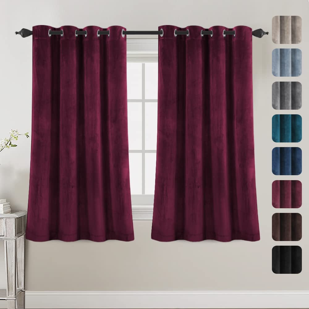 Luxury Velvet Curtains for Living Room 84 Inches Room Darkening Super Thick Soft Velvet Textured Window Curtain Drapes Thermal Insulated Grommet Decoration 2 Panels, Each 52 X 84 Inch, Stone Blue