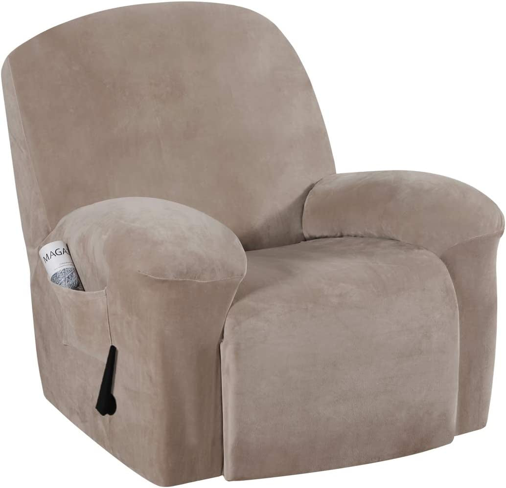 Recliner Chair Cover Velvet Plush 1-Piece Recliner Covers for