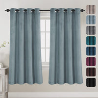 Luxury Velvet Curtains for Living Room 84 Inches Room Darkening Super Thick Soft Velvet Textured Window Curtain Drapes Thermal Insulated Grommet Decoration 2 Panels, Each 52 X 84 Inch, Stone Blue