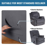 Super Stretch Recliner Cover Recliner Couch Covers Recliner Chair Cover Form Fitted Non Slip Reclining Slipcovers for Standard Large Recliner, Soft Thick (Grey - 1 Pack)