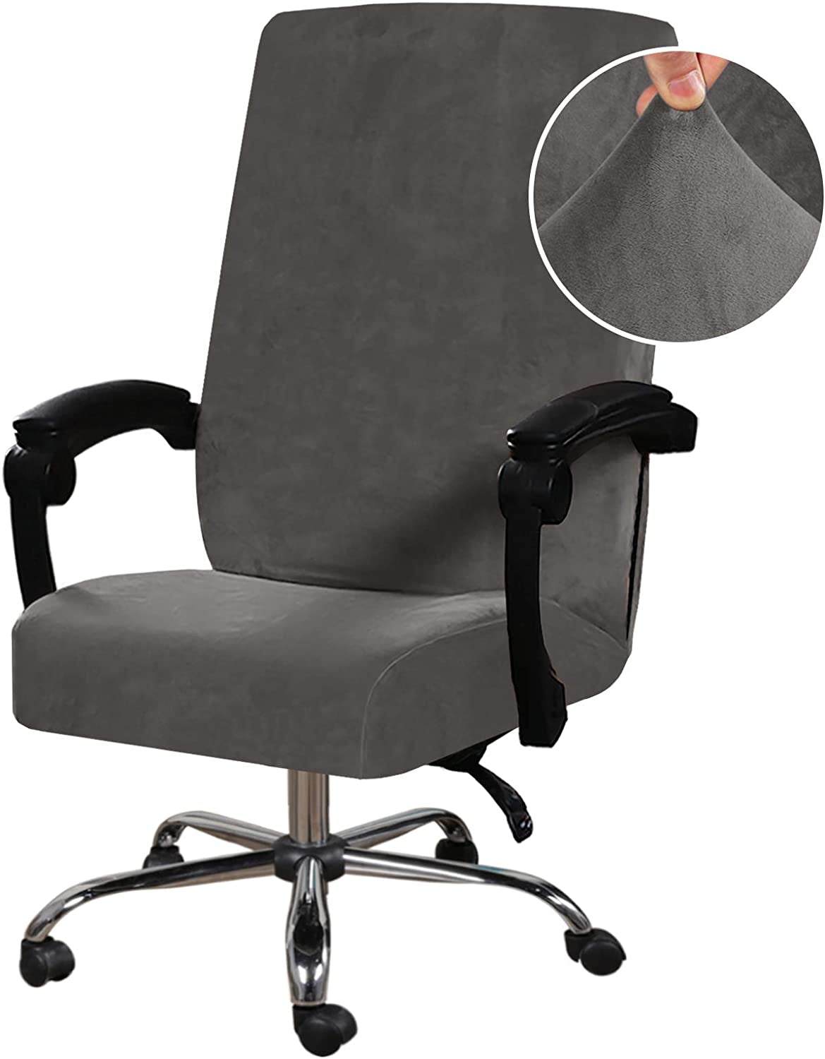 Velvet Home Office Chair Covers Stretchable Computer Desk Chair Covers Mid - High Back Universal Executive Boss Chair Covers Gaming Chair Covers Removable Machine Washable, Camel