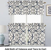 Blackout Curtain Valances for Kitchen/Bathroom - Thermal Insulated Window Valances for Living Room/Bedroom Rod Pocket Short Curtain 1 Panel, 52X18 Inch, Geo in Grey and Navy