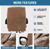 Velvet Home Office Chair Covers Stretchable Computer Desk Chair Covers Mid - High Back Universal Executive Boss Chair Covers Gaming Chair Covers Removable Machine Washable, Camel